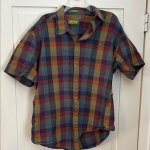Orvis Men's Button Down Short Sleeve Shirt Multicolor XL Outdoor Casual